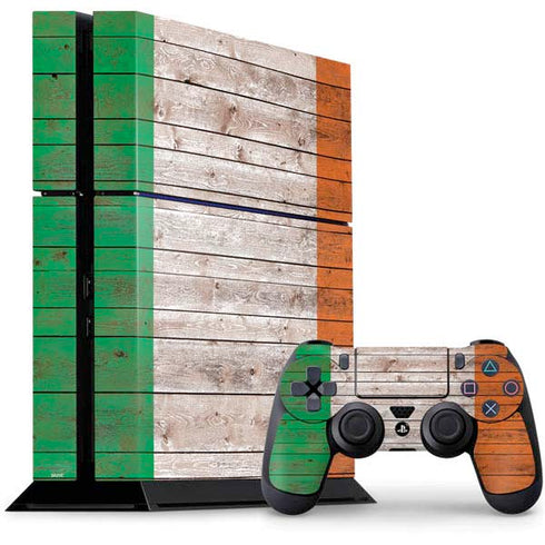 Ireland Flag Dark Wood PS4 Console and Controller Bundle Skin